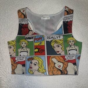 Poetry Comic Book Style Crop Top